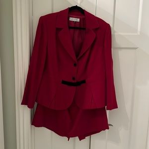 Vintage Tahari Red Wool Skirt Suit